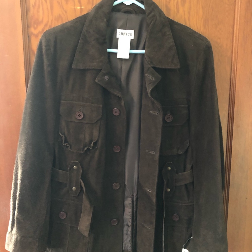 CHOICE NWT junior brown suede leather coat